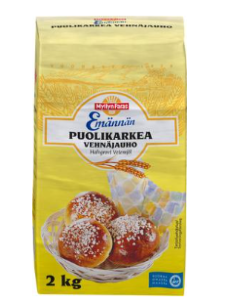 Мука пшеничная Myllyn Paras Puolikarkea Vehnäjauho 2 кг полугрубого помола