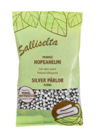Бусинки для украшения тортов Salliselta Hopeahelmet 80г серебряный жемчуг