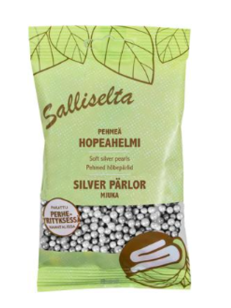 Бусинки для украшения тортов Salliselta Hopeahelmet 80г серебряный жемчуг