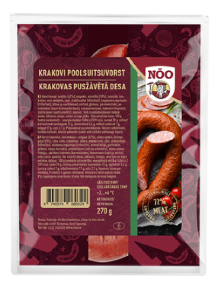 Краковская полукопченая колбаса NÕO Krakovi poolsuitsuvorst 270 г