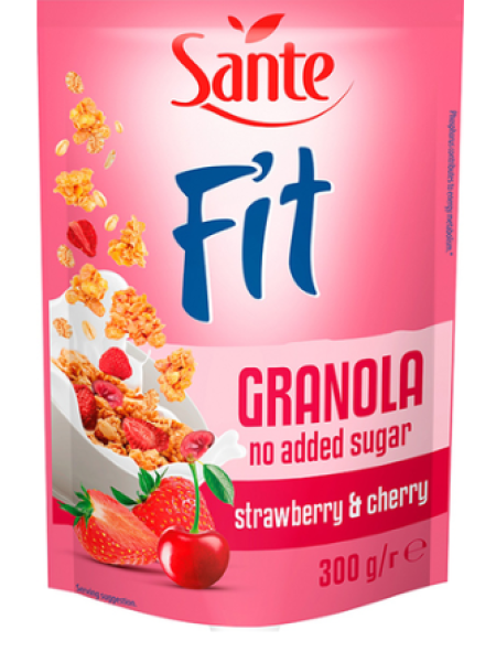 Мюсли жареные клубника-вишня SANTE FIT GRANOLA 300г без добавления сахара