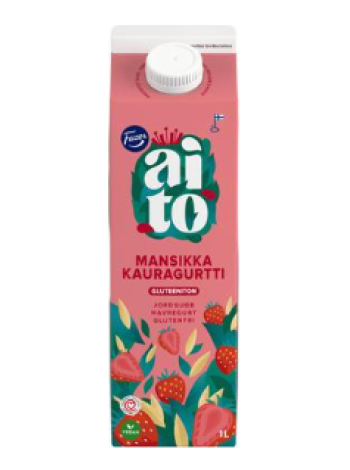 Овсяный йогурт с клубникой Fazer Aito Gluteeniton Mansikka Kauravälipala 1л