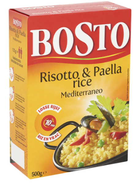 Рис ризотто Bosto risotto paella 500г