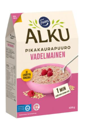 Каша быстрого приготовления овсяная с малиной Fazer Alku Vadelmainen pikakaurapuuro 400г