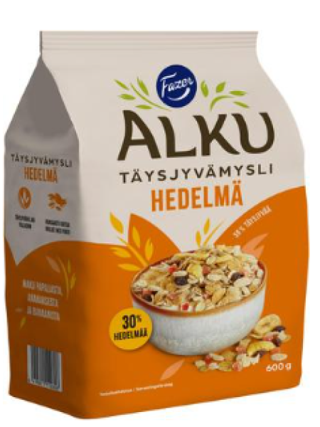 Цельнозерновые мюсли Fazer Alku Hedelmä täysjyvämysli 600г папайя, ананас, банан и кокос