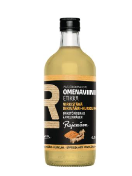 Уксус яблочный непастеризованный Rajamäen Pastöroimaton omenaviinietikka inkivääri-kurkuma 0,5л имбирь куркума