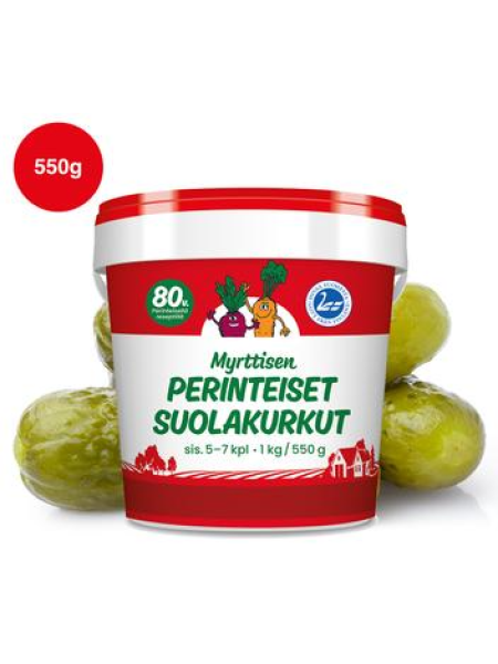 Соленые огурцы Myrttisen perinteiset suolakurkut 550г