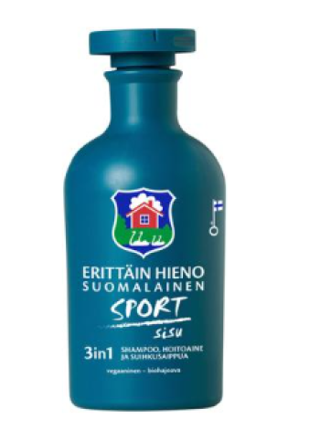 Шампунь кондиционер, мыло для душа Erittäin Hieno Suomalainen Sport Sisu 3in1 300мл