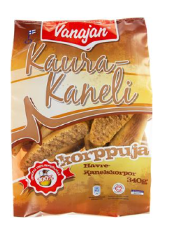Овсяные сухарики с корицей Vanajan Kaura-Kanelikorppu 340г