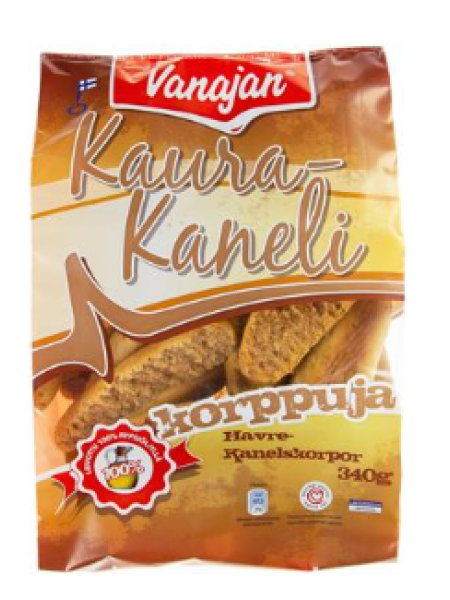 Овсяные сухарики с корицей Vanajan Kaura-Kanelikorppu 340г