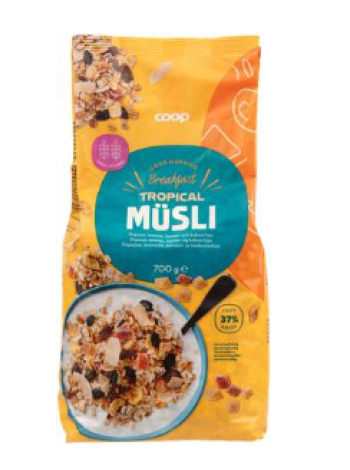 Цельнозерновые мюсли Coop 700 г тропические 