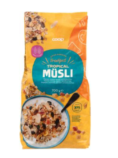 Цельнозерновые мюсли Coop 700 г тропические 