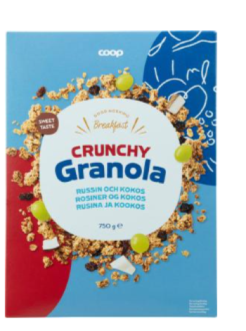 Хрустящие мюсли Coop crunchy granola 750г изюм кокос