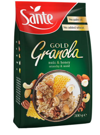 Мюсли жареные с орехами и медом SANTE GOLD GRANOLA 300г