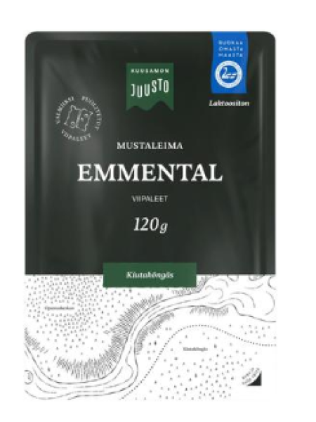 Сыр без лактозы Kuusamon Juusto Mustaleima Emmental 120г в нарезке