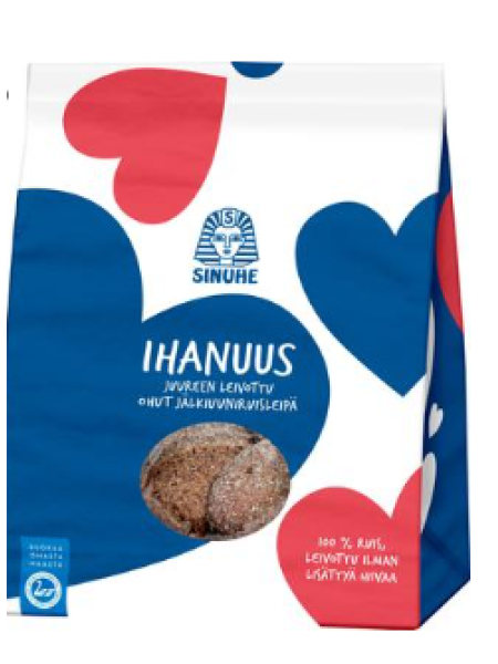 Финские ржаные хлебцы Sinuhe Ihanuus jälkiuuniruisleipä 295г