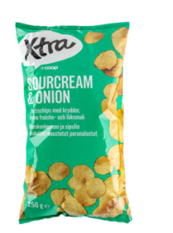 Картофельные чипсы Xtra со сметаной и луком 250 г