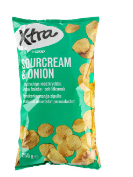 Картофельные чипсы Xtra со сметаной и луком 250 г