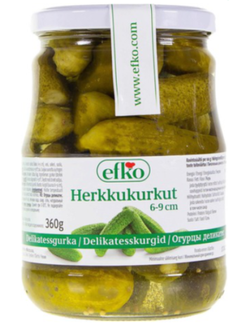 Деликатесные огурцы корнишоны EFKO Delikatesskurgid 360/670 г