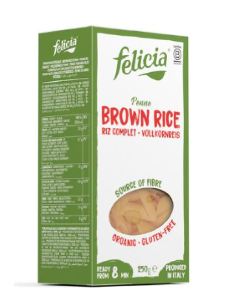 Органическая паста из цельнозернового риса FELICIA 250г без глютена 