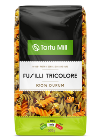 Макароны твердых сортов Фузилли Триколор TARTU MILL 500г