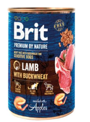 Влажный корм для собак Brit Premium by Nature баранина-гречка 400 г 6 шт 