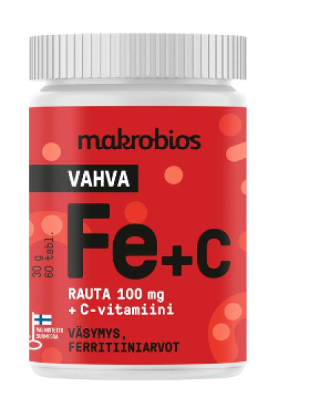 Витаминный препарат Makrobios Strong Iron 100 мг + витамин С 60 таблеток