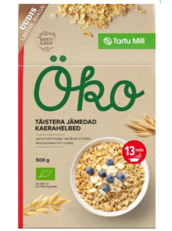 Цельнозерновая овсянка грубого помола Эко TARTU MILL Täistera jämedad kaerahelbe