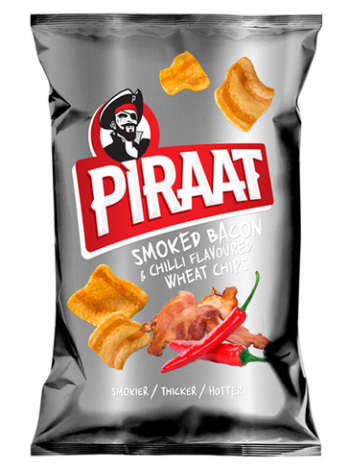 Пшеничные чипсы BALSNACK Piraat Max с копченым беконом и вкусом чили 150 г