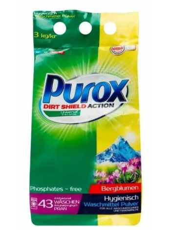 Стиральный порошок Purox Action Universal 3кг