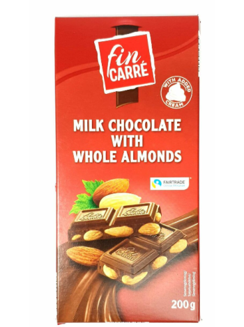 Молочный шоколад с миндалем Fin Carre 200г