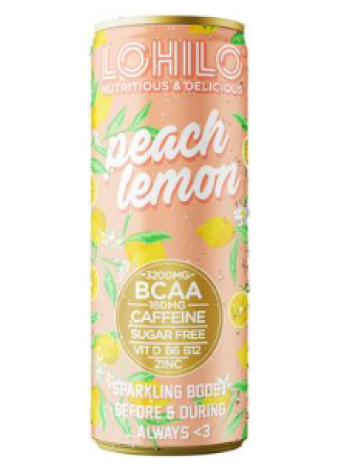 Газированный без сахара с аминокислотами Lohilo Peach Lemon BCAA 330мл