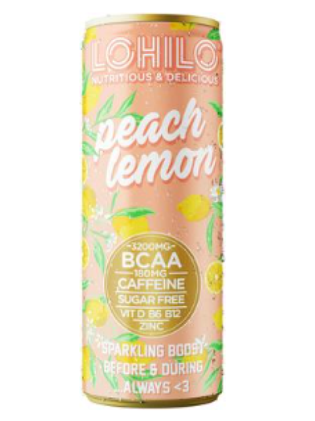 Газированный без сахара с аминокислотами Lohilo Peach Lemon BCAA 330мл