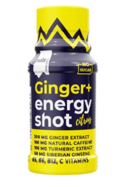 Предтренировочный комплекс PULS Ginger+Energy shot Citrus 60мл имбирь кофеин