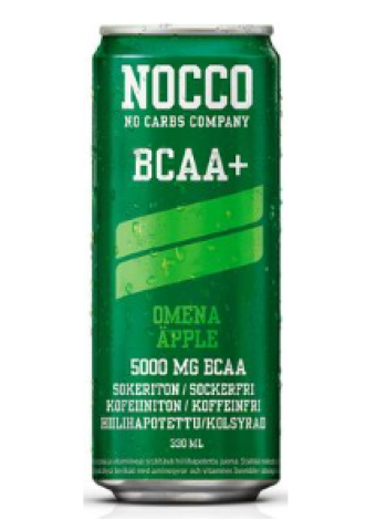 Газированный спортивный напиток без кофеина NOCCO BCAA+ 330мл со вкусом яблока 