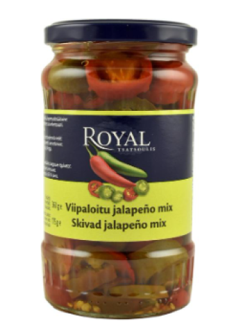 Смесь резанного зеленого и красного халапеньо Royal 360/175г