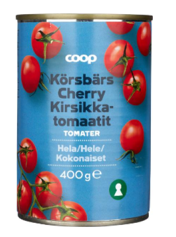 Томаты черри целые Coop kirsikkatomaatit kokonaiset 400 г в ж/б