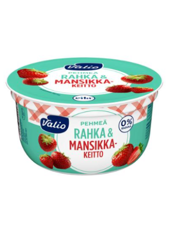 Мягкий творожно-клубничный йогурт Valio rahka & mansikkakeitto 150г безлактозный