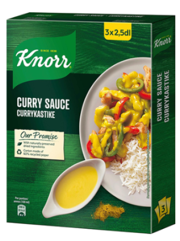 Ингредиенты для приготовления соуса карри Knorr 3 × 20 г