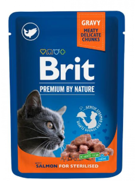 Влажный корм для стерилизованных кошек Brit Premium by Nature Salmon 100 г лосось в соусе