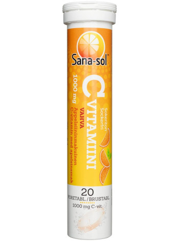 Шипучие таблетки с витамином C Sana-sol Vitamin C 1000мг 20шт со вкусом апельсина без сахара