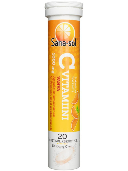 Шипучие таблетки с витамином C Sana-sol Vitamin C 1000мг 20шт со вкусом апельсина без сахара
