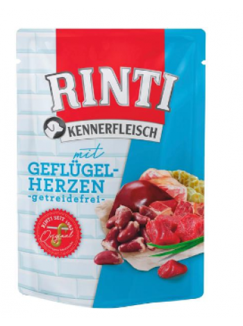 Влажный корм для собак Rinti Kennerfleisch Siipikarjansydän 400г куриные сердечки