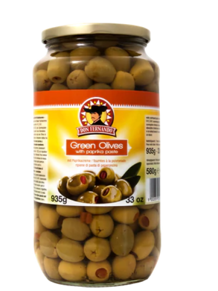 Зелёные оливки с паприкой Don Fernando 920г