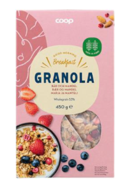 Мюсли гранорола Coop granola marja ja manteli 450г ягоды-миндаль