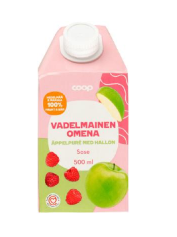 Пюре Coop Vadelmainen omenasose 500мл малина яблоко