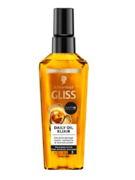 Лечебное масло для волос Schwarzkopf Gliss Daily Oil 75 мл для поврежденных и сухих волос спрей
