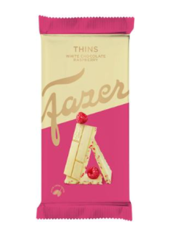 Плиточный шоколад Karl Fazer Thins 95г  белый шоколад с малиной 