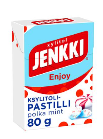 Пастилки с ксилитом Jenkki Enjoy Polka Mint Ksylitolipastilli 80г