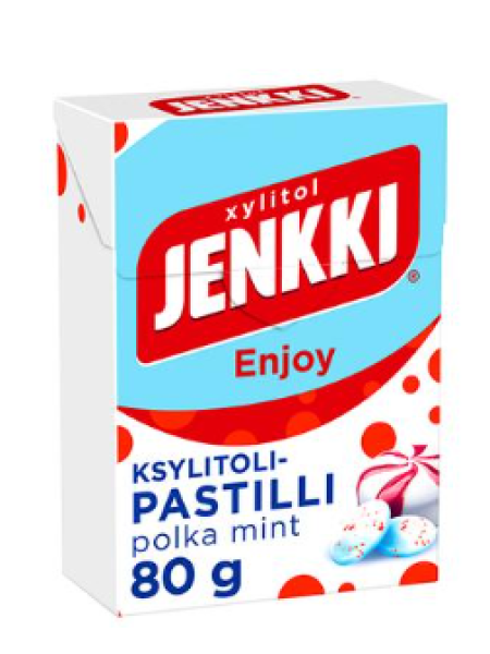 Пастилки с ксилитом Jenkki Enjoy Polka Mint Ksylitolipastilli 80г
